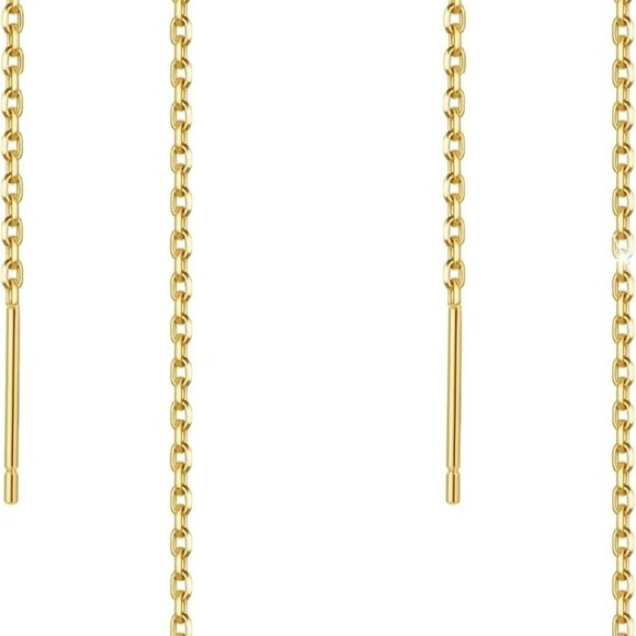 Minimalist Gold Sterling Silver Threader Earrings for Women - Picture 1 of 6
